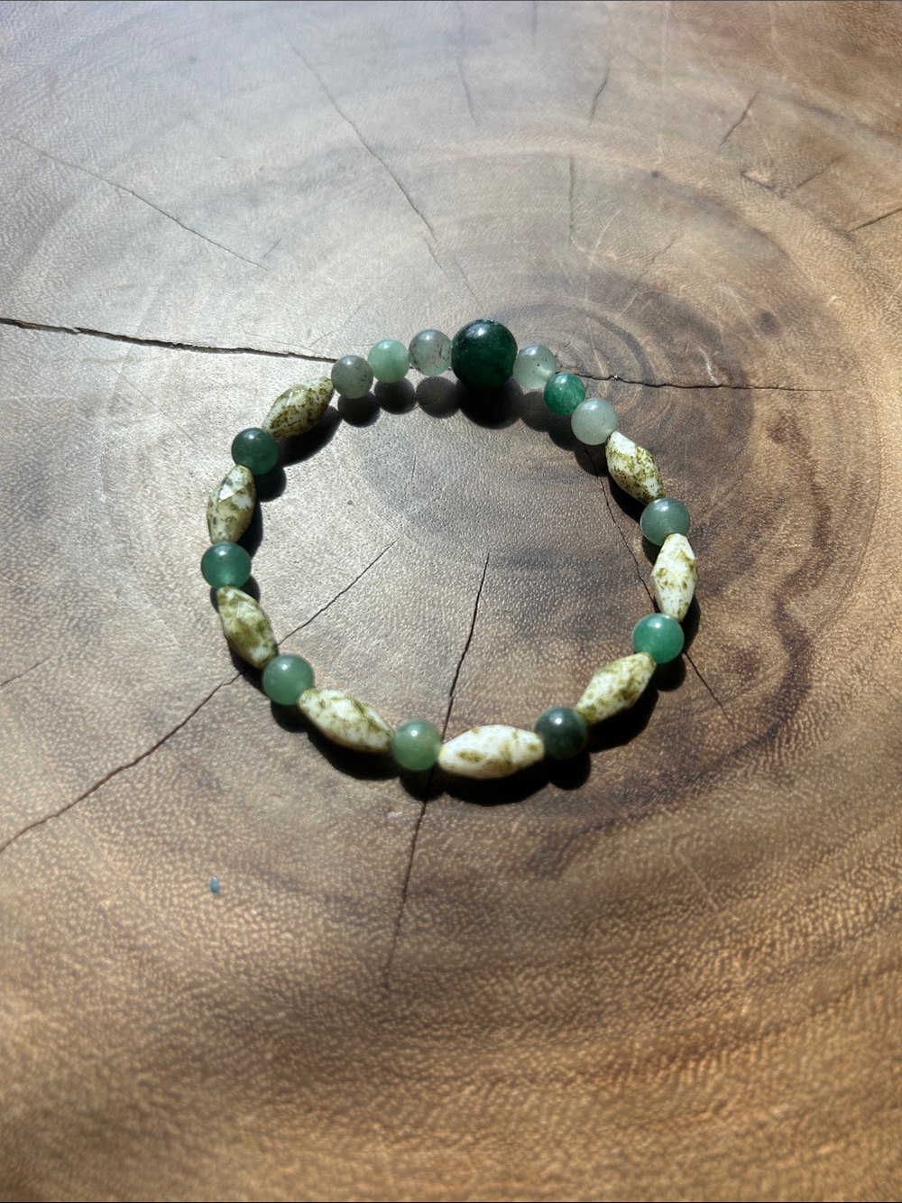 Green Beaded Stretch Bracelet - Women Jewelry